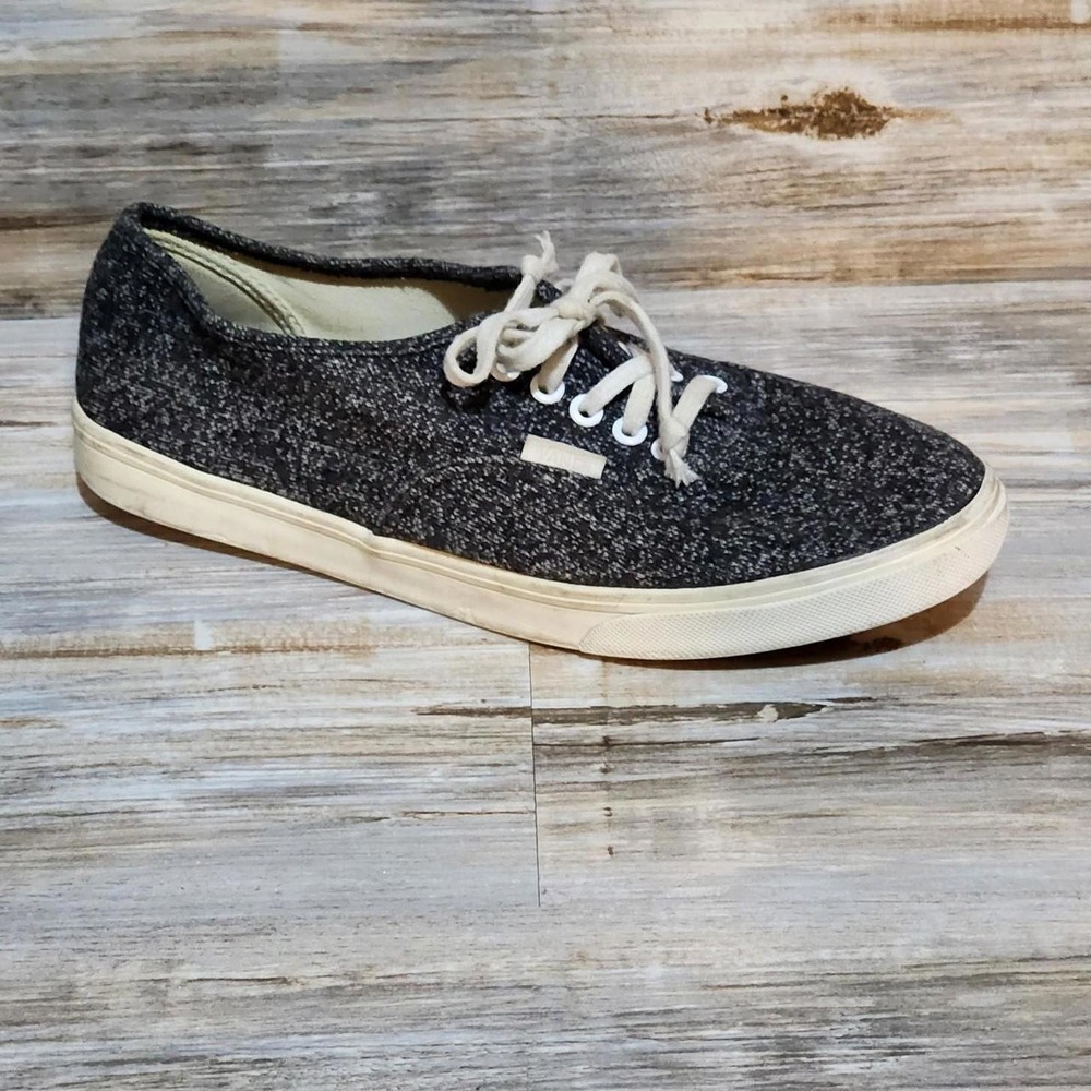 Vans Authentic Lo Pro Mens 7 Black White Marl Knit Low Top‎ Skate Shoes